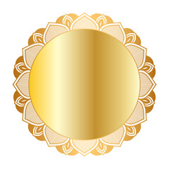 Luxury golden circle frame transparent with vintage mandala gold circular pattern