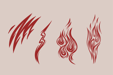 Outline Flame Set Hand Drawn Vector Image