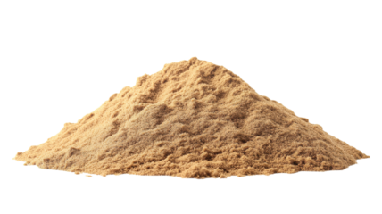 A fine, brown powder is heaped on a white surface, suitable for various culinary or industrial applications.