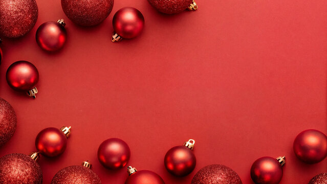 christmas decoration on red background - Powered by Adobe