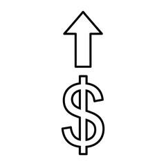Dollar Up Arrow Outline Icon – Growth and Financial Increase