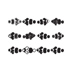 Black Color Clownfish Silhouette Vector Illustration, Solid White Background.