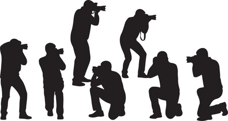 Silhouetted Photographers in Action" Dynamic Poses Capturing the Art of Image-Making