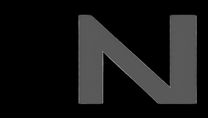 Sleek metallic letter N on black offers a modern font design element for stylish branding and creative projects, a bold initial for innovative concepts.
