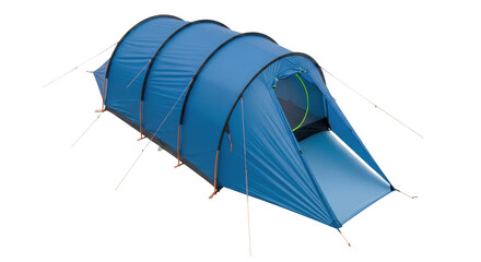 Isolated camping tent shelter with poles and guy lines, outdoors equipment for hiking trips