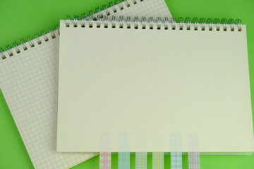blank paper next to school tools with no word as a template for text space concept. business and...