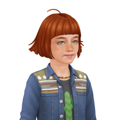 A small, cute child with ginger hair and freckles, isolated portrait