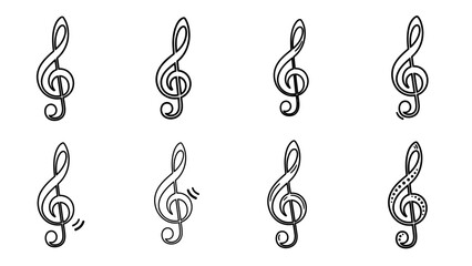 set of musical notes, set of treble clef