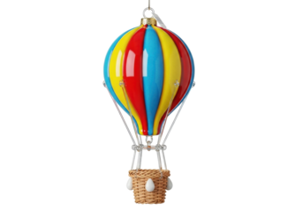 Isolated Holiday hot air balloon ornament, fun festive decoration, gift or souvenir, whimsical