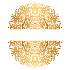 Half Mandala frame indian pattern islamic ornament gold Mandala