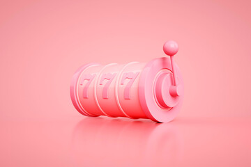 Gambling concept. Lucky seven 777 slot machine with casino roulette. 3d rendering.