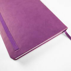 Purple hardcover notebook mockup on clean white background