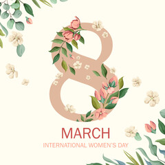 International Women's Day. A greeting card. March 8th. Vector illustration.

