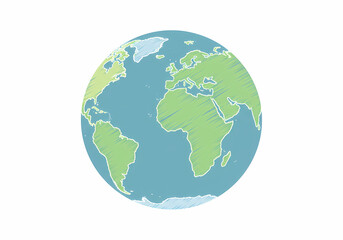 Fototapeta premium Illustrated globe showing continents and oceans in a minimalist style 