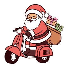 Santa Delivery Scooter Cartoon for Christmas