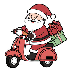 Santa Delivery Scooter Cartoon for Christmas