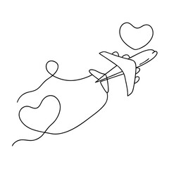 One-Line Airplane and Heart Animation