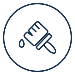 Paint brush with drop linear icon for creative work. Clean linear style icon of a paint brush dripping paint, perfect for art tools, renovation themes, and creative design projects.
