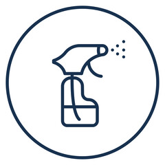 Cleaning spray bottle linear icon for hygiene. Outline linear style icon of a spray bottle used for cleaning, sanitation, hygiene, and household maintenance themes.