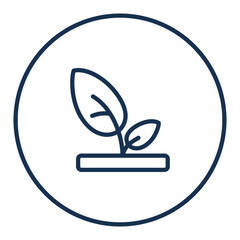 Eco plant growth linear icon for sustainability. Simple linear style icon of a sprouting plant symbolizing growth, sustainability, ecology, nature care, and organic concepts.