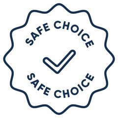 Safe choice certification badge linear icon. Minimal linear style badge icon showing a safe choice certification mark, ideal for quality assurance, product safety labels, and approval graphics.