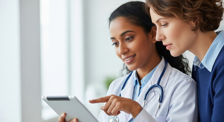 Doctor and Patient Discussing Health Information on Digital Tablet
