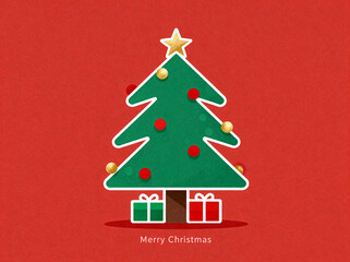 Fototapeta premium Christmas Simple Illustration for decorations idea with red background