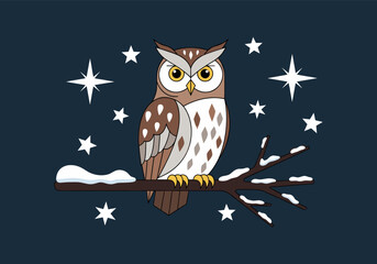 Night owl Christmas logo on dark blue background
