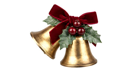 Christmas bell with holly and ribbon