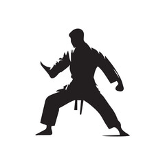 silhouette of a young man doing martial arts