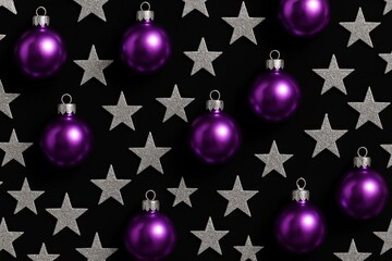 Festive purple ornaments pattern