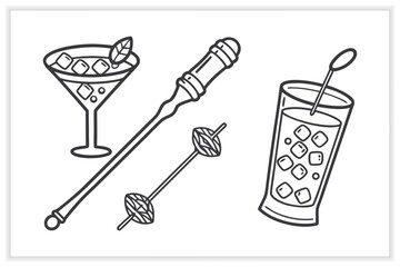 Hand Drawn Cocktail Icons and Drink Illustrations Set
