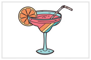Hand Drawn Cocktail Icons and Drink Illustrations Set