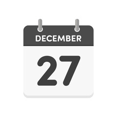 12月27日･December 27の日めくりカレンダーのアイコン - 12/27の日付入り英語の暦
