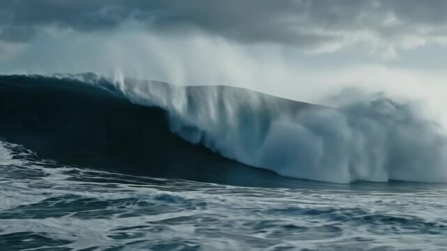 Massive Wave Forming During Offshore Storm Near North Shore