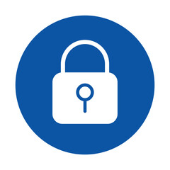Simple Icon of a White Padlock Inside a Blue Circle Symbolizing Security