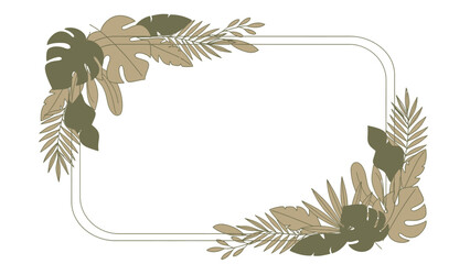 Tropical Leaves Vector Frame with Delicate Border - Elegant Botanical Design for Invitations and Cards