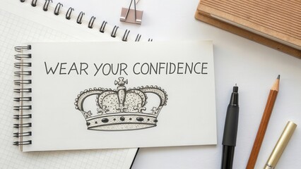Sketch of a crown with inspirational message on white paper