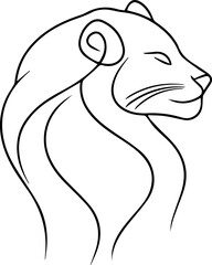 lioness line art, black silhouette