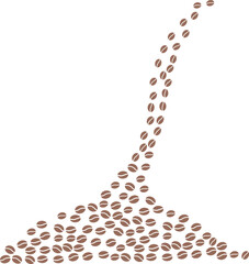 Coffee beans abstractly flowing and pouring, creating a dynamic visual design vector