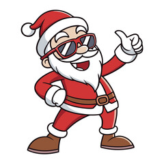 Stylish Santa with Sunglasses Fun Christmas Illustration
