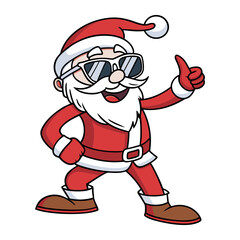 Stylish Santa with Sunglasses Fun Christmas Illustration