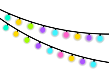 Christmas glowing Colorful Led Lights on Transparent background