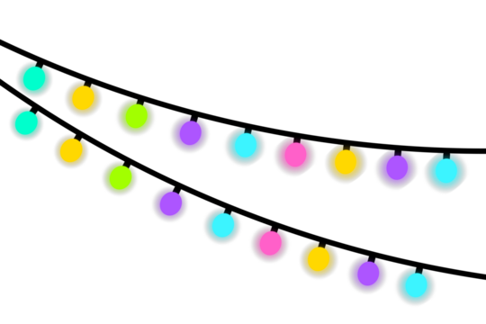 Christmas glowing Colorful Led Lights on Transparent background