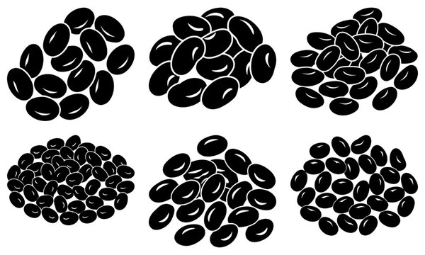 Black bean abundance for healthy eating and plant based protein sources, add visual texture to food designs, recipe illustrations, and dietary guides