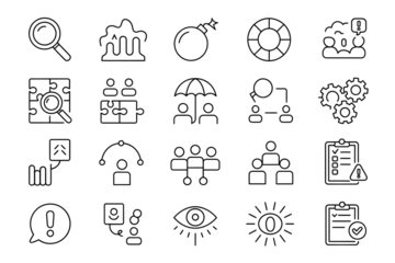 Collection of 21 Business Icons isolated on a transparent background