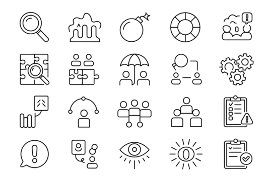 Collection of 21 Business Icons isolated on a transparent background