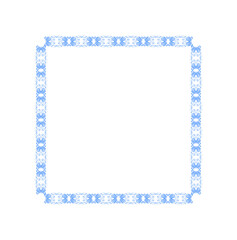Neon Blue Ornamental Square Border Frame | Decorative Glow Pattern Design on Black Background