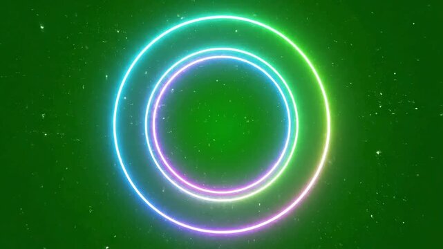 Dynamic pink and blue light trails dance across a vibrant green background creating a modern, energetic vibe for creative projects