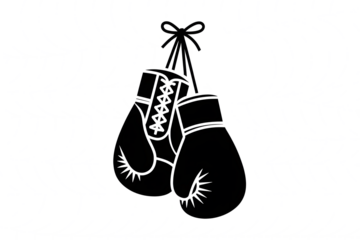 Black Boxing Gloves Hanging isolated on a transparent background